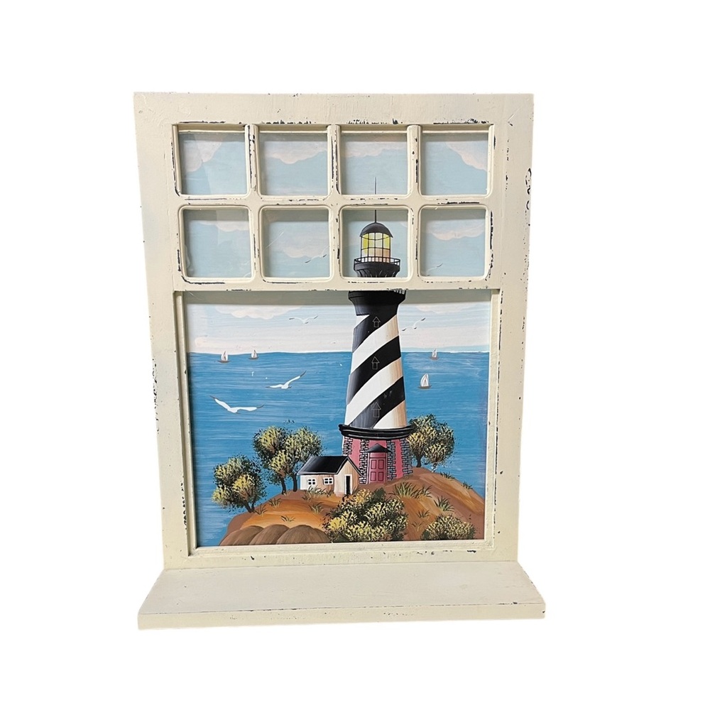 Lighthouse Window shelf seaside scenery wall hanging